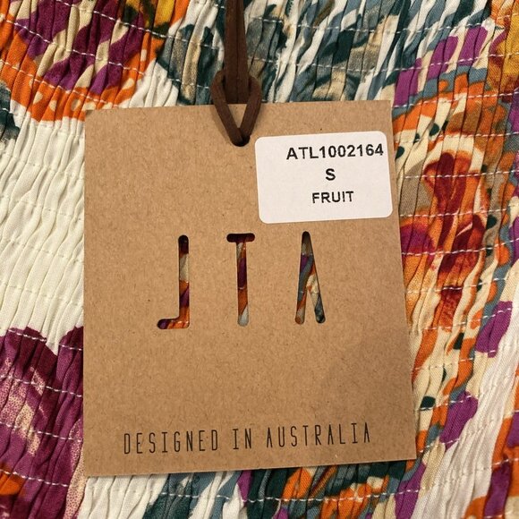 NWT Abel The Label Anthropologie Tiered Maxi Dress S Sleeveless Fruit Print ATL - Picture 14 of 14